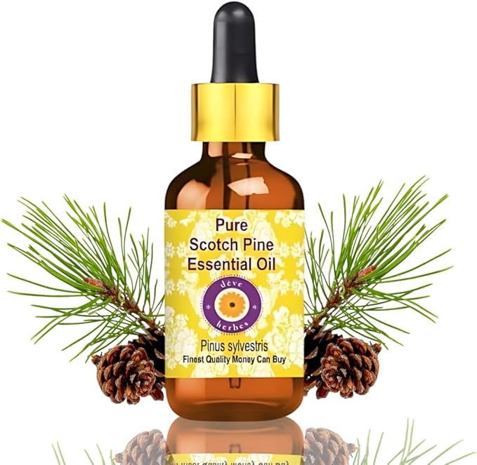 Deve Herbes Pure Scotch Pine Essential Oil (Pinus sylvestris) Steam Distilled with Glass Dropper 5ml (0.16 oz)