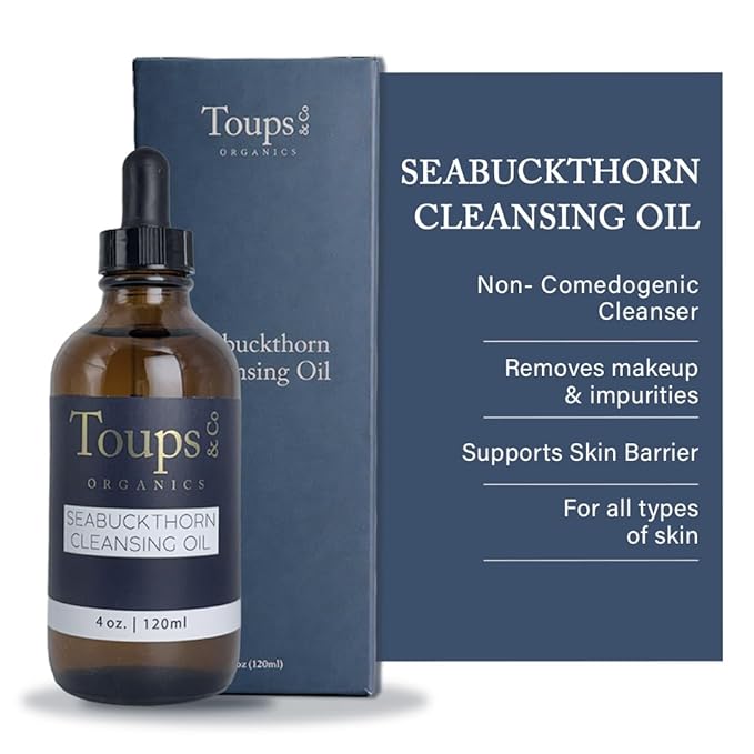 Toups & Co Seabuckthorn Cleansing Oil | Non-Comedogenic Cleanser & Makeup Remover | With Seabuckthorn, Jojoba & Castor Oil | Balances, Hydrates & Protects Skin Barrier | 4 oz