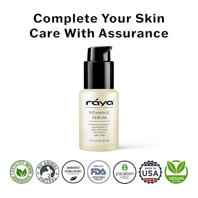 RAYA Advanced Anti-Aging Face Serum | Radiance-Boosting, Lightening Serum for All Skin Types | Vitamin C Skincare for Discoloration Correction & Complexion Improvement