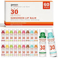DMSKY SPF 30 Sunscreen Lip Balm, Lip Sunscreen Travel Size 60 Pack, Clear No White Cast Sun Protection Lip Care with Vitamin E, Broad Spectrum SPF Lip Balm 10 Flavors