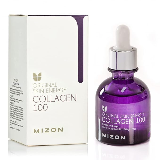 MIZON Marine Collagen 100 Ampoule Serum Korean Collagen Peptide Serum for Firming Skin Wrinkles Hydrating Anti Aging K-Beauty Serum with Adenosine Panthenol & Centella (1.01 fl oz)