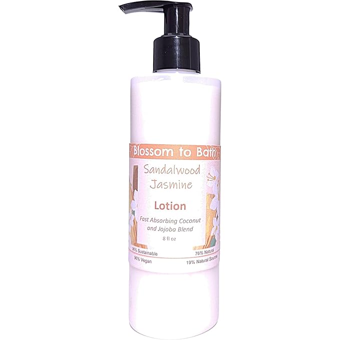Sandalwood Jasmine Lotion (8 Ounce) - Natural Fragrance - Absorbs Quickly with a Stirring Earthy Floral Scent
