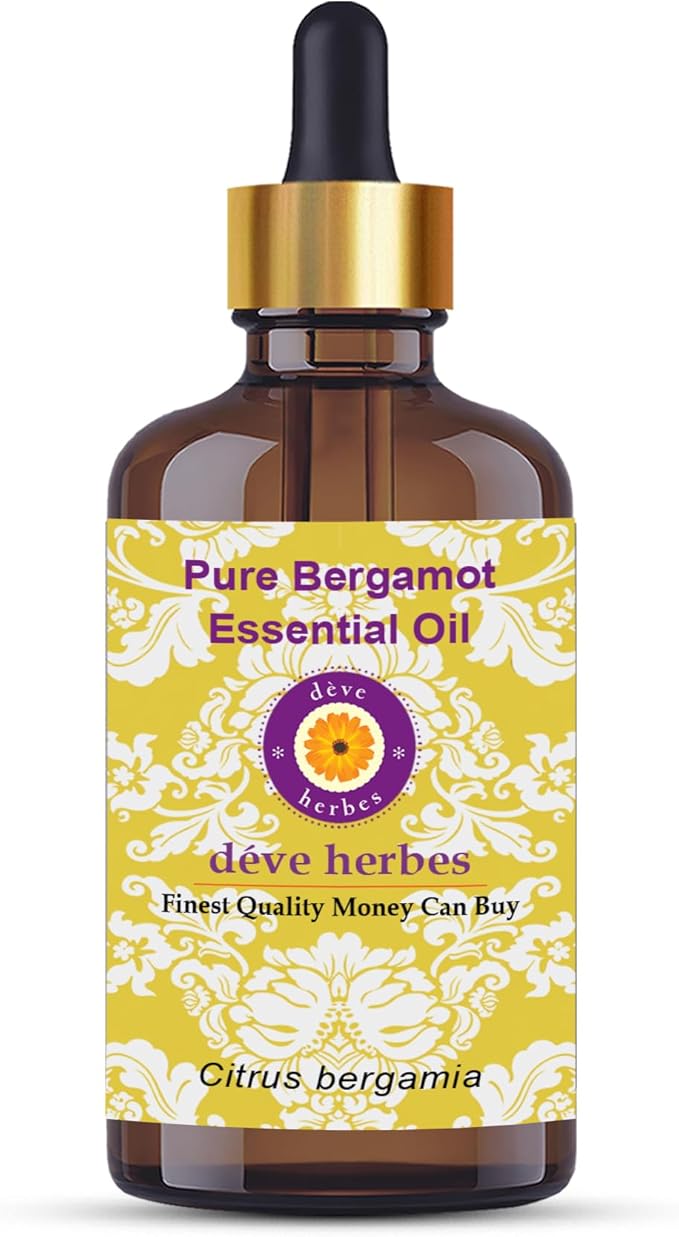 Deve Herbes Pure Bergamot Essential Oil (Citrus bergamia) with Glass Dropper Steam Distilled 100ml (3.38 oz)