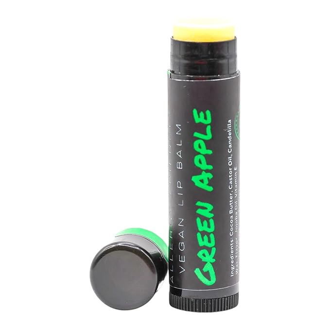 Vegan Lip Balm - All Natural and Free of Beeswax, Soy, Nut, and Top 9 Food Allergens (Green Apple)
