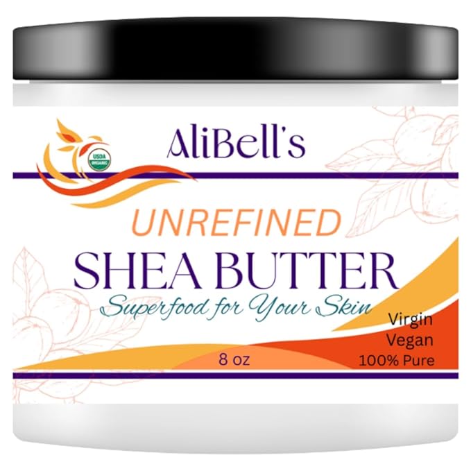 AliBell's Essentials - Shea Butter Cream - 8 oz Jar - Organic Shea Butter Raw Unrefined - Moisturizer for Dry Skin and Hair |Restores Skin Elasticity and Promotes Collagen Production