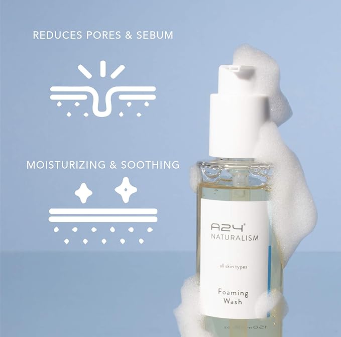 A24 Organic Aloe Foaming Wash | pH 5.5 | Hypoallergenic | No Water Added | 99% Natural | Vegan Formula | Ideal for Sensitive and Dry Skin | Soap Free
