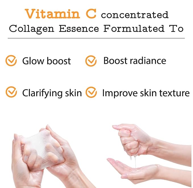 MEAROSA DESIGN Vitamin C Collagen Firming Essence Face Mask Beauty Facial Mask Sheet Mask Korea Skin Care Premium Quality (8 pack)