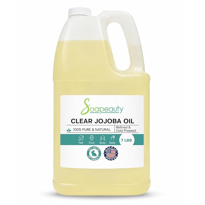 Soapeauty Clear Jojoba Oil | 100% Pure & Natural | Refined, Cold Pressed, Hexane Free | Moisturizing Oil for Skin, Face, Hair & Nails | 7 Pound