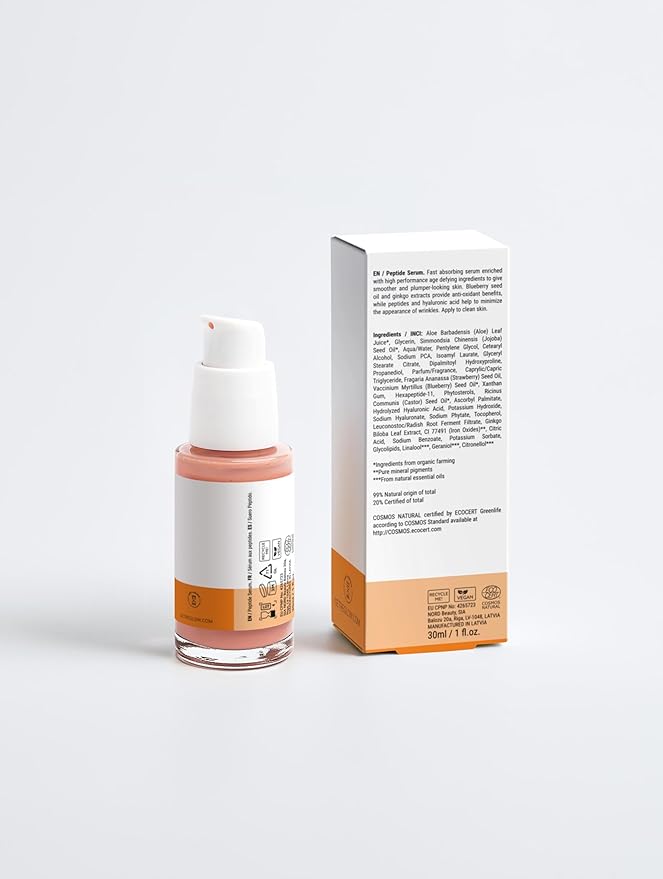 ReGlow Peptide Anti-Aging Serum – Hyaluronic Acid & Peptides for Wrinkle Reduction, Firming & Hydration – ECOCERT Natural Certified, Vegan – 30ml (1.01 fl oz)