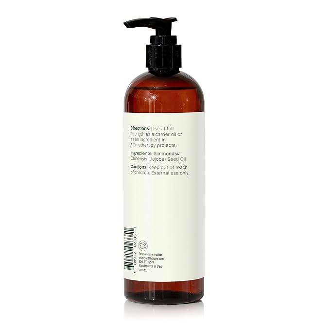 Plant Therapy Jojoba Golden Carrier Oil 16 oz 100% Pure, Cold-Pressed, Natural and GMO-Free Moisturizer and Carrier Oil for Essential Oils