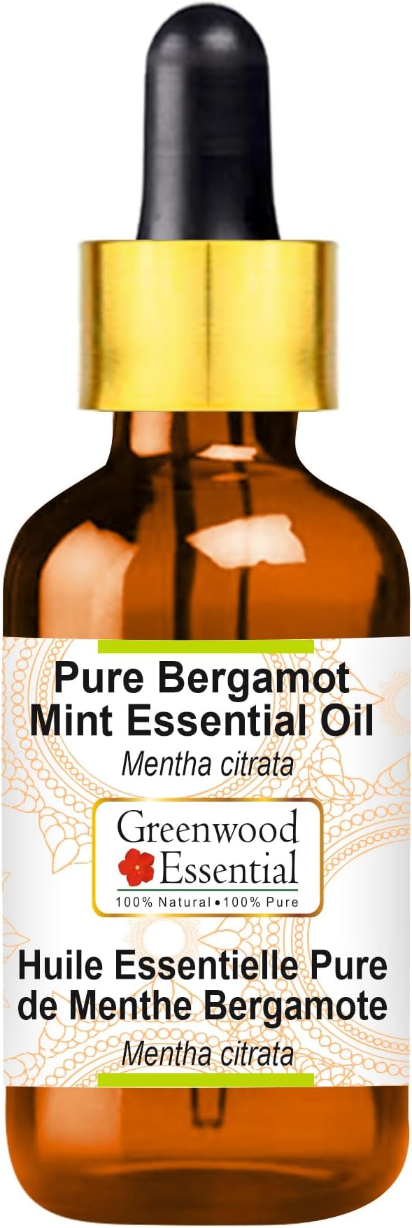 Greenwood Essential Pure Bergamot Mint Essential Oil (Mentha citrata) with Glass Dropper Steam Distilled 50ml (1.69 oz)