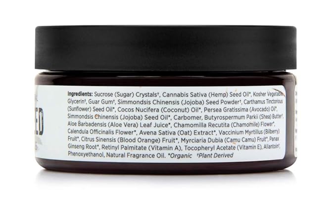 Organic Hemp Seed Sugar Scrub (Guava Colada) – Face and Body Exfoliator – Hydrates, Smooths, and Purifies, 8 oz.