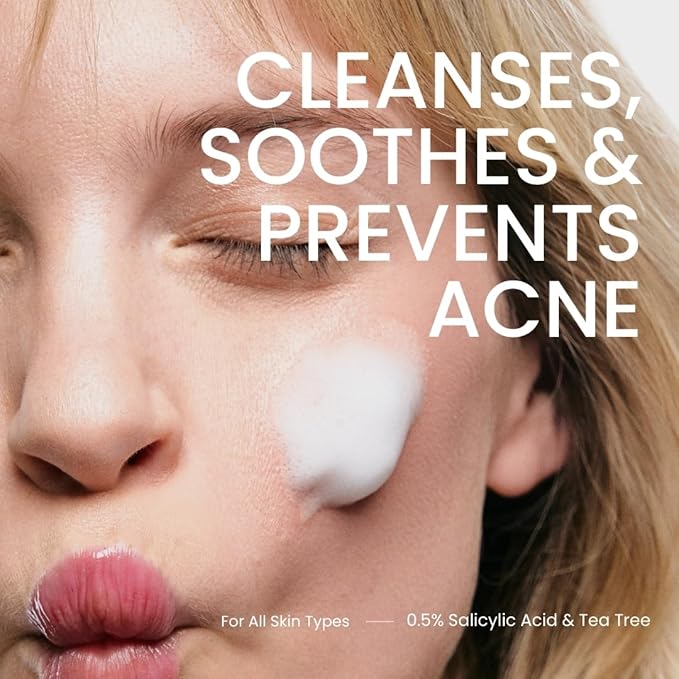 Gentle Acne Cleanser – 0.5% Salicylic Acid & Tea Tree – Daily Face Wash for Oily & Combination Skin – Helps Remove Impurities & Excess Oil – Vegan, Cruelty-Free Gel Cleanser