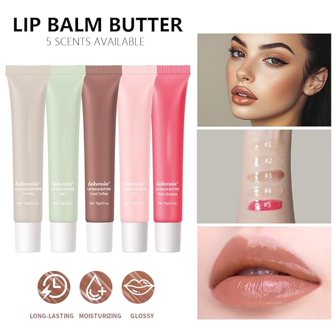 FeiCuiYun 2Pcs Summer Lip Butter Lip Balm, Ultra-Hydrating Natural Vegan Lip Balm, Sheer-Tinted Shine & Hydration, Soothes & Softens Dry Lips Skincare, Bálsamo labial hidratante (#3+4#)