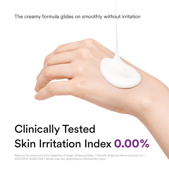 VEGANIFECT Collagen Wrapping Peel Off Facial Cream Mask with Jelly Brush, For Elasticity, Hydrating, Hydrolyzed Collagen & Peptide, Glass Skin, Korean Skincare, 2.73 Fl Oz