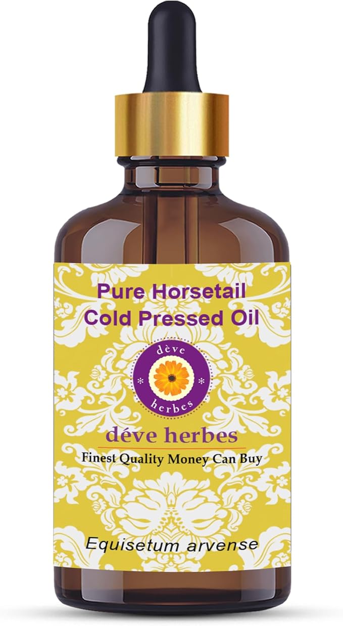 Deve Herbes Horsetail Oil (Equisetum arvense) with Glass Dropper | Cold Pressed | Pure | for Diluting Essential Oils | Hair, Skin & Massage | Non-Sticky | Lightweight | Unisex | 50ml (1.69 oz)