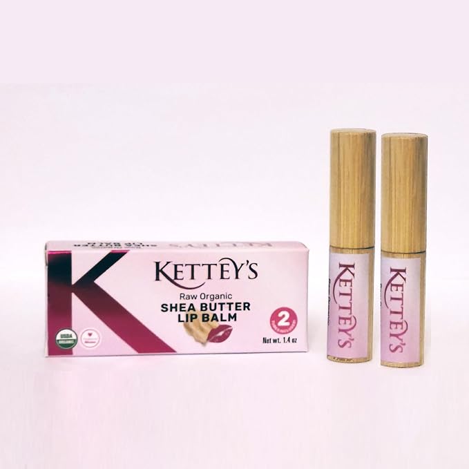 KETTEY'S 100% Pure, Raw Shea Butter Lip Balm is 100% pure organic shea butter. It comes from our very own growth of shea tress in Ghana. Each lip container is hand poured by Kettey herself.