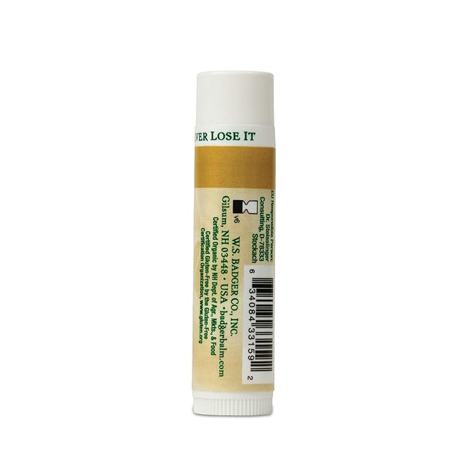 Badger Unscented Classic Lip Balm, USDA Certified Organic, Moisturizing, 0.15 oz (2 pack)