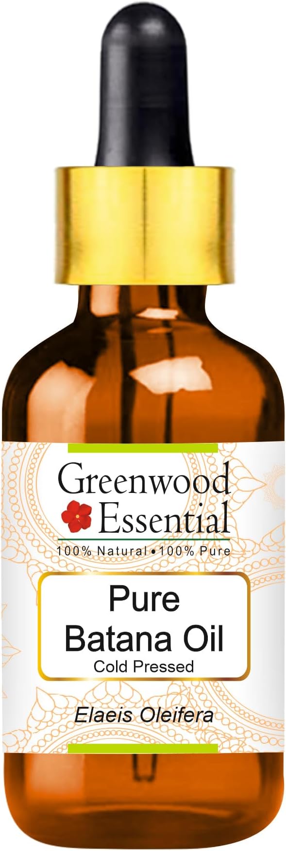 Greenwood Essential Pure Batana Oil (Elaeis Oleifera) Cold Pressed With Glass Dropper 5ml (0.16 oz)