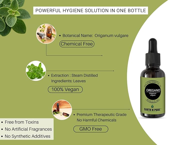 Earth N Pure Oregano Essential Oil Undiluted, Natural and Therapeutic Grade - 50 ml