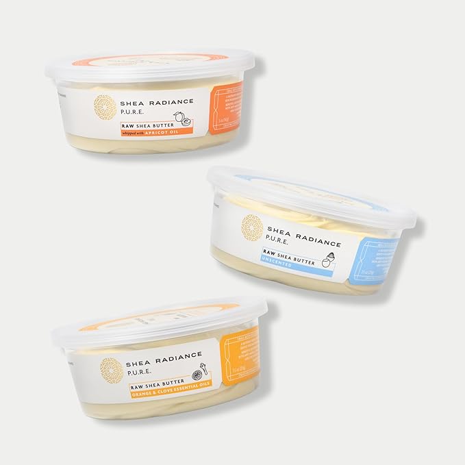 Shea Radiance P.U.R.E Raw Shea Butter |100% Natural & Unrefined Body Butter | Soothes, Softens, & Increases Collagen | Long Lasting Moisture | Moisturizer for Sensitive Skin | Orange & Clove (7.5 oz)