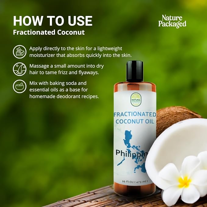 Fractionated Coconut Oil - Sourced Directly from our Farm Partner in the Philippines - Carrier Oil for Diluting Essential Oils, Body, Hair, and Skin Moisturizer - (16oz)