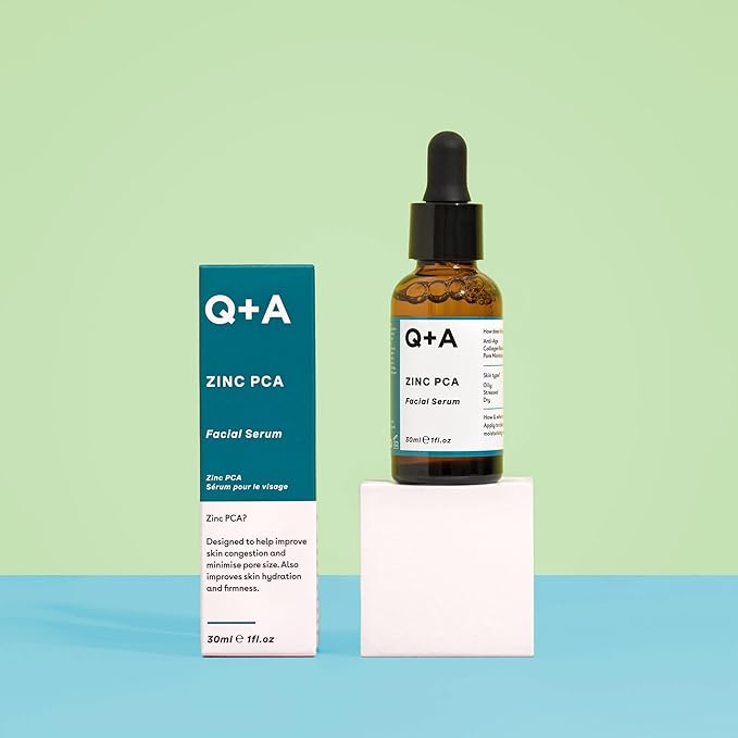 Q+A Zinc PCA Facial Serum (30ml), 99% Natural, Pore-Refining & Firming Serum with Zinc PCA and Reishi & Shiitake Mushrooms, Reduces Redness & Blemishes, Fragrance Free, Vegan & Cruelty Free Skincare