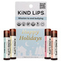 Kind Lips Organic Lip Balm 4 Pack – Holiday Variety Gift Set (Sweet Mint, Vanilla Lemon, Strawberry, Peach) – Natural Beeswax Lip Balm for Dry, Cracked Lips – Moisturizing Lip Care
