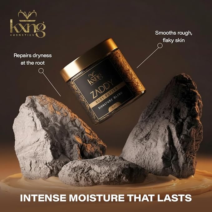 KXNG Cosmetics Organic Shea Body Butter Cream – 4oz | Mens Body Butter for Black Men & Women with Shea, Cocoa, Mango & Coconut Oil | Moisturizing Cream for Hands, Feet & Skin – Zaddy