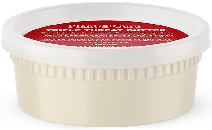 Plant Guru Triple Threat Body Butter 8 oz. - Blend of Shea, Mango & Coconut Oil - 100% Pure Natural Raw Unrefined Moisturizer For Dry Skin, Face And Hair. Great For Lip Balm and Soap Making