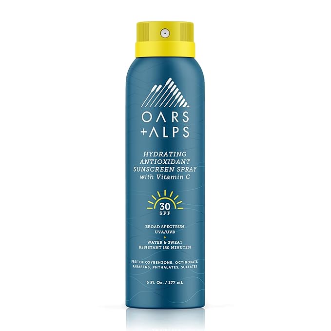 Oars + Alps SPF 30 Face & Body Broad Spectrum Sunscreen Spray | Fast-Absorbing, Lightweight, Non-Greasy, Hawaii Reef Act 104 Compliant, Water-Resistant, Octinoxate + Oxybenzone Free, 6 Oz, 1 Pack