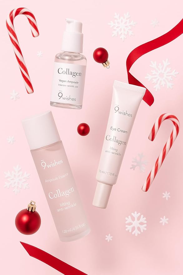 9 wishes Korean Skincare Vegan Collagen Ampule Essence 4.05oz | Lightweight Facial Essence with Vegan Collagen and Coconut Water | Daily Hydration Care - All Skin Types