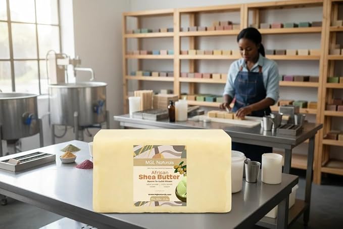 MGL Naturals Raw African Shea Butter Ivory 55 lb, 100% Pure and Unrefined. Nourish and moisturize skin and hair. Use alone or DIY recipes. From Ghana (55 lb)