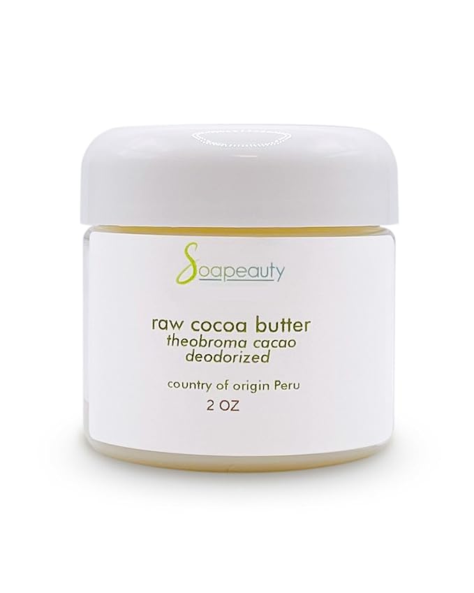 Soapeauty Cocoa Butter Raw Refined Deodorized 100% pure natural | Body, Hair & DIY Recipes, Lip Balms, Lotions, Creams, Stretch Marks | Non GMO, No Preservatives, Vegan | 2 oz
