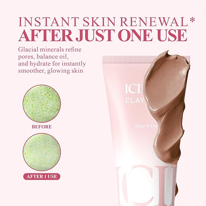 Deep Cleansing Red Clay Face Mask, with Glacial Minerals & Soothing Tightening Mud, 5.3 oz Large Size – Hydrating Mud Mask with Brush, Zero Pore Blackhead Mud Facial Mask for All Skin Types
