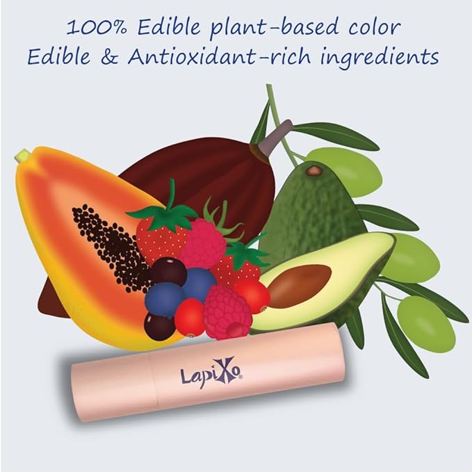 LAPIXO 100% Plant-based Color Lip Tint, Unique Formula, Natural + Moisturizing | 2-in-1 | Non-Toxic, All Food Ingredients, Antioxidant-rich, Natural Matte Sheer, Buildable, 4.4g/0.15oz (Grape color)