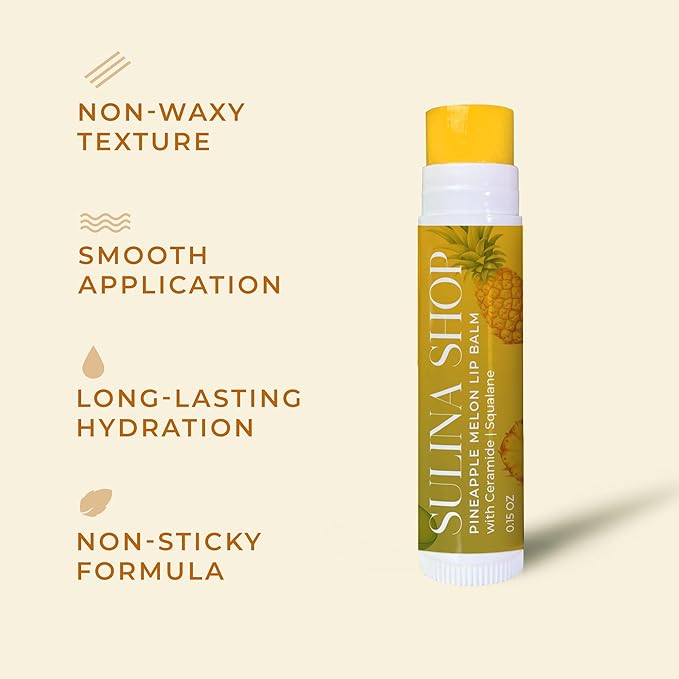 Pineapple Lip Balm Hydrating for Dry, Cracked Lips, Beeswax Lip Moisturizer Stick, Soothe Dryness, Restores Smoothness & Barrier Protection, Natural & Instant Moisture, Sweet Lip Therapy - 0.15 Fl oz