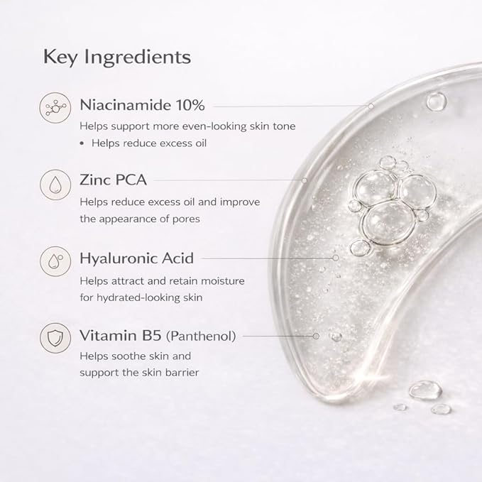 Niacinamide 10% + Zinc 1% Face Serum – Lightweight Hydrating Serum with Hyaluronic Acid & Vitamin B5, 30 ml / 1.01 fl oz