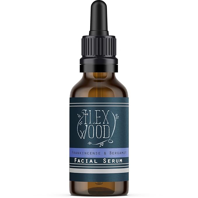 The Ilex Wood - Frankincense and Bergamot Facial Serum - 100% Natural, Vegan, Moisturising for both Men & Women, Cruelty Free, Anti Ageing, Wrinkle and Line Reducing Ingredients - 20ml (0.68 fl oz)