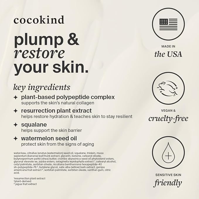 Cocokind Resurrection Polypeptide Cream, Hydrating Face Moisturizer with Peptides and Squalane, Anti Aging Skin Barrier Repair Cream for Dry Skin (1.7 Fl Oz, 3 Pack)