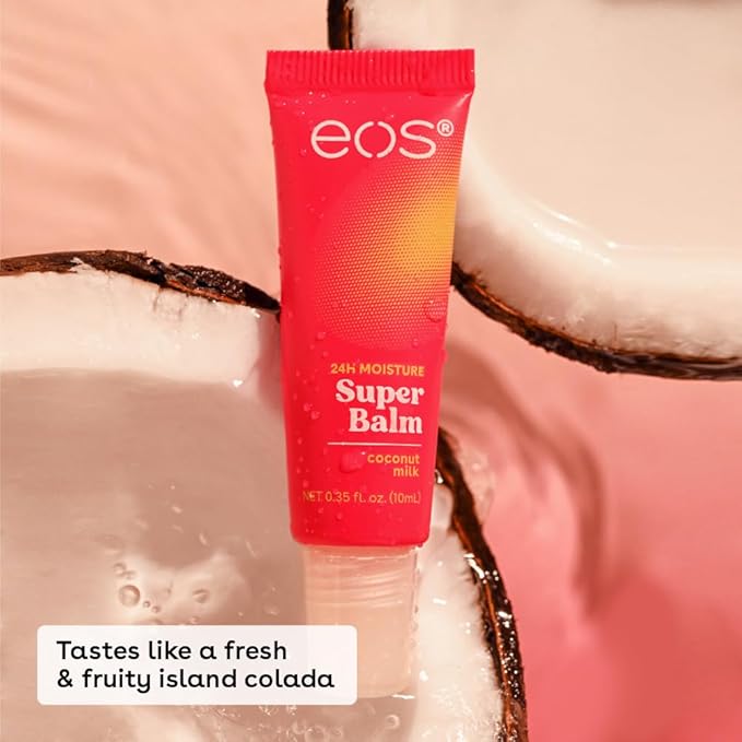 eos 24H Moisture Super Balm - Coconut Milk, Day or Night Lip Treatment, Made for Sensitive Skin, Lip Balms & Moisturizers, 0.35 fl oz