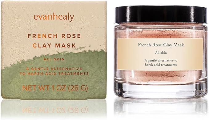 evanhealy French Rose Clay Face Mask | Exfoliating for Sensitive Skin Face Mask | Pore Minimizer Pink Clay Mask | Cleansing Rhassoul
