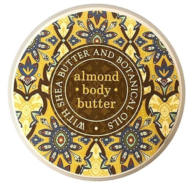 Greenwich Bay Trading Co. Scented Botanic Body Butter - Luxurious Hydration with Shea & Cocoa Butter, Enriched with Vitamin E - 8 Ounce Tub (Almond)