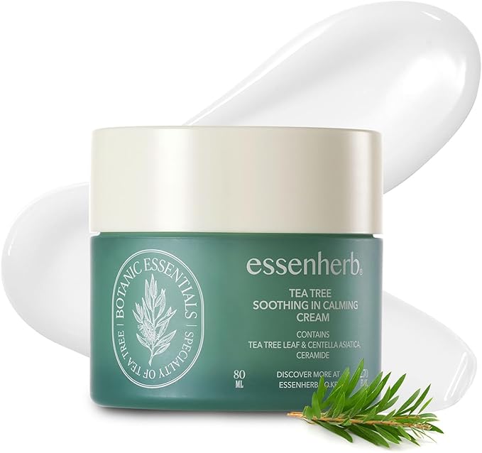 Tea Tree Soothing In Calming Cream for Sensitive Skin with Tea Tree Oil & Cica, Helps reduce redness and breakouts, Soothing skin and providing hydration, Korean Skin Care (2.70 fl.oz)