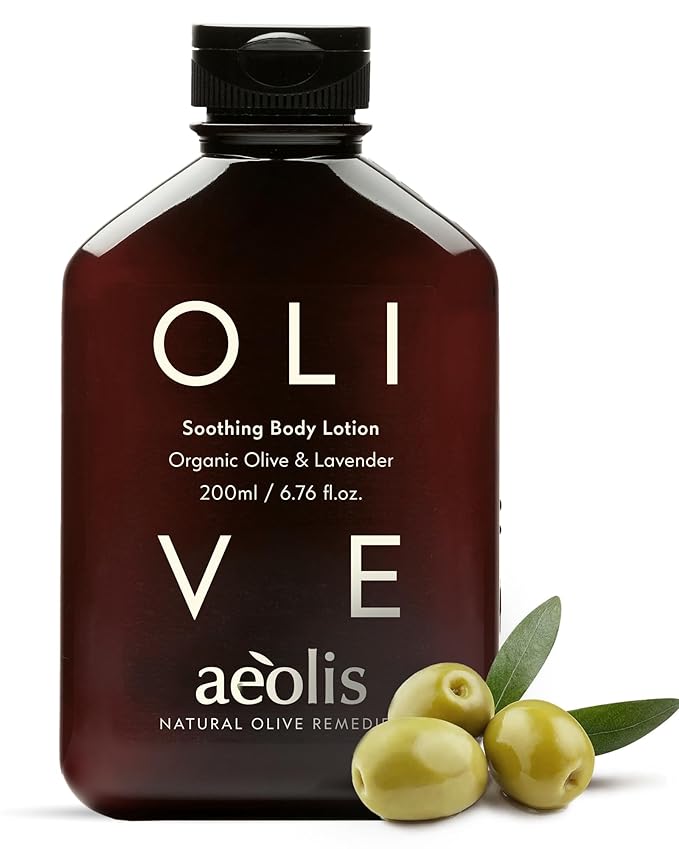 AEOLIS Soothing Body Lotion with Olive & Lavender – Hydrating Moisturizer with Aloe Vera, Shea Butter & Vitamin E – Non-Greasy, Vegan Skincare for All Skin Types – 6.76 fl oz
