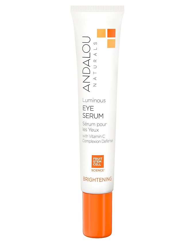 Andalou Naturals Luminous Eye Serum - Illuminating Under Eye Moisturizer for Dark Circles and Puffiness - With Vitamin C & Caffeine for a Rejuvenated, Youthful Appearance - 0.6 Oz