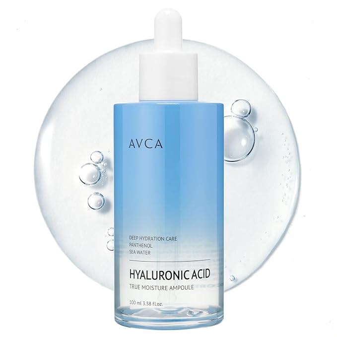AVCA Moisture Hyaluronic Acid Serum 100ml (3.38 fl oz) – Deep Hydrating Face Serum for Dry Skin with 8-Type HA, Panthenol & Deep Sea Water for Lightweight, Non-Sticky Moisture