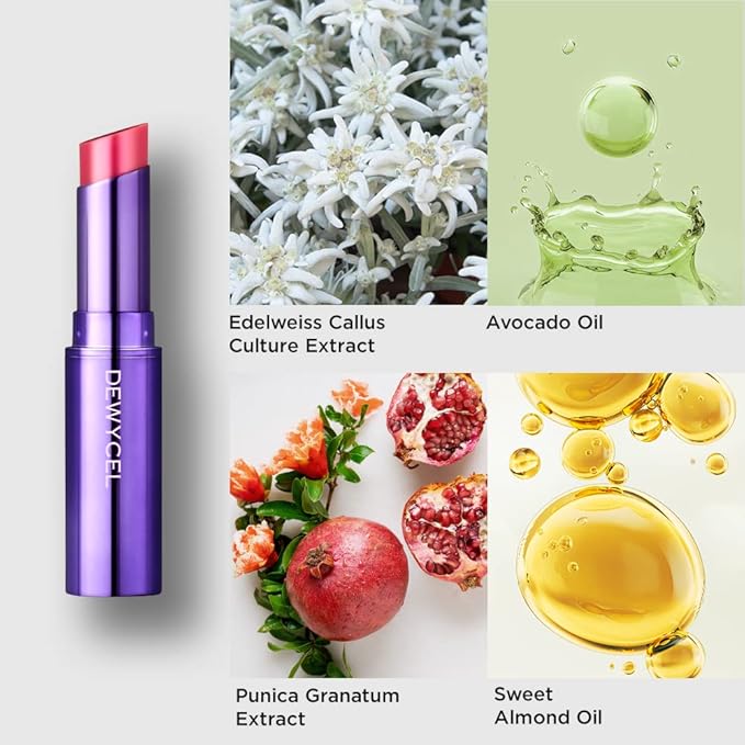 DEWYCEL TINTOURING BALM | #3 LIPS CORAL | Non-Sticky Moisturizing & Hydrating Tinted Lip Balm for Chapped Lips | Natural Color Lip Glow Balm