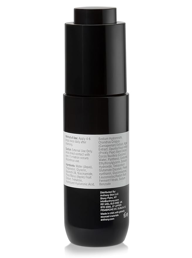 Anthony Hyaluronic Acid Serum – Hydrating Face Serum with Dual Hyaluronic Acid, Coconut Water & Niacinamide – Lightweight, Non-Greasy Formula for All Skin Types – 1 oz