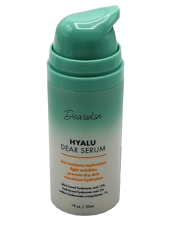 Dearskin Hyaluronic Acid Serum Vegan 100% Plant Based Hyaluronic Acid 10%, Hydrolyzed Hyaluronic Acid 2%, Sodium Hyaluronate Crosspolymer 1% - Hyalu Dear Serum